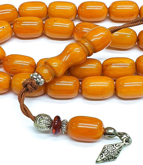 Roloi Komboloi Resin Worry Beads with 33 Beads Orange 42cm