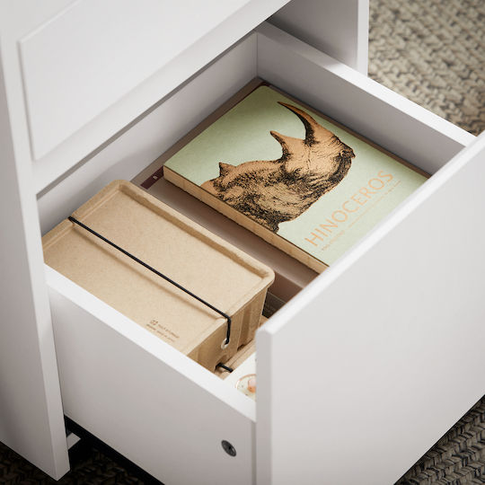 Office Drawer Made of MDF with Wheels White 40x40x54cm