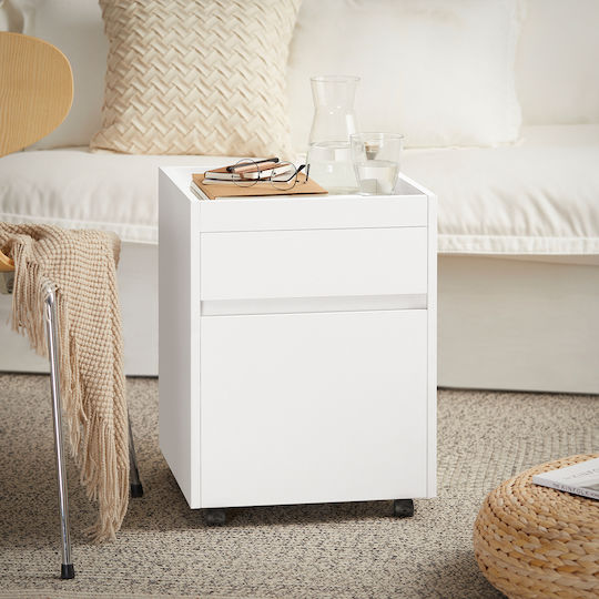 Office Drawer Made of MDF with Wheels White 40x40x54cm