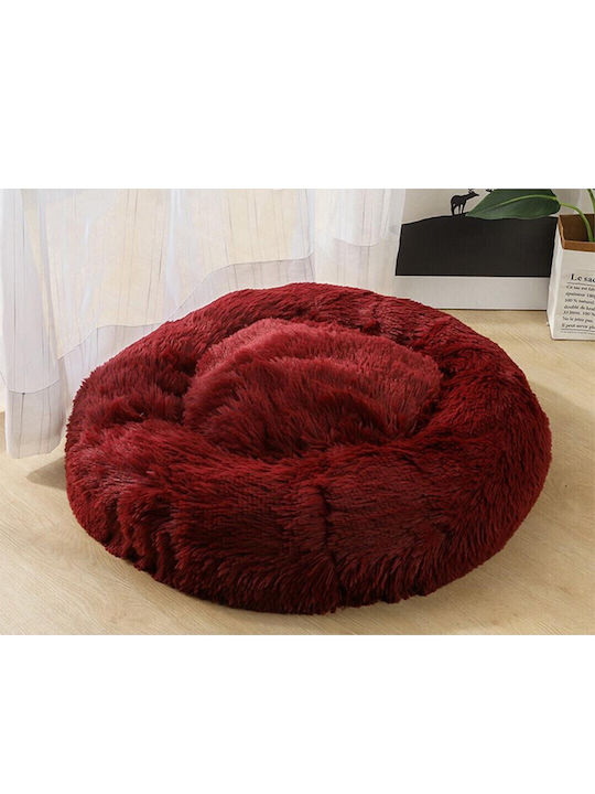 Fluffy Hundebett Häuser Burgundisch 100x100cm.