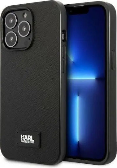 Karl Lagerfeld Saffiano Plaque Back Cover Δερματίνης Μαύρο (iPhone 13 Pro Max)