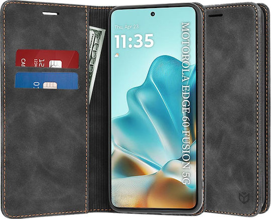 Techsuit Buchen Sie Synthetisches Leder Schwarz (Motorola Edge 60, Edge 60 Fusion)