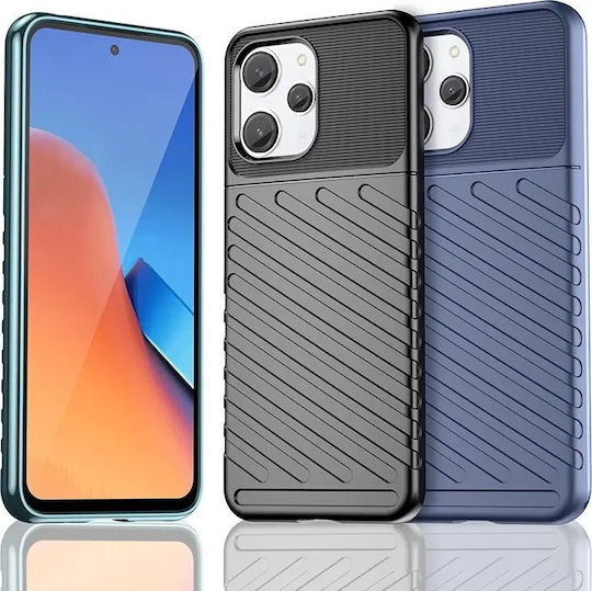 Hurtel Armored Back Cover Tempered Glass / Σιλικόνης Σετ με Τζαμάκι Μαύρο (Redmi 12 4G / Redmi 12 5G)