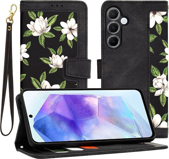Techsuit Back Cover Synthetic Leather / Silicone with Strap Black (Galaxy A55)