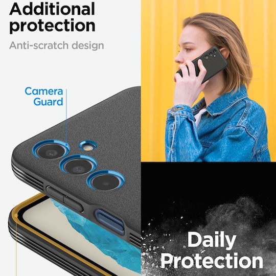 Spigen Essential Sandblast Umschlag Rückseite Silikon Schwarz (Galaxy M35)