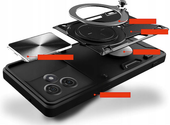 Techsuit Umschlag Rückseite Metallisch Schwarz (Motorola Edge 60, Edge 60 Fusion)