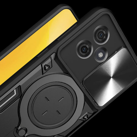 Techsuit Umschlag Rückseite Metallisch Schwarz (Motorola Edge 60, Edge 60 Fusion)