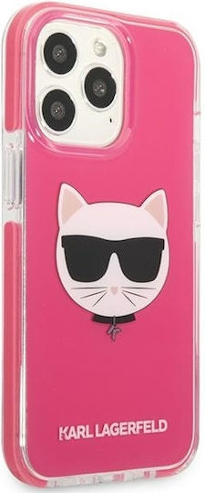 Karl Lagerfeld Choupette Head Back Cover Plastic / Silicone Fuchsia (iPhone 13 Pro Max)