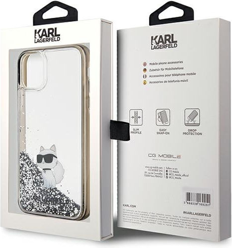 Karl Lagerfeld Liquid Glitter Choupette Back Cover Silicone / Plastic Transparent (iPhone 11)