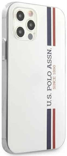 U.S. Polo Assn. Tricolor Pattern Back Cover Silicon Alb (iPhone 12 / 12 Pro)