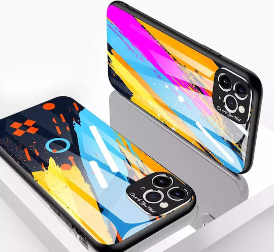 Hurtel Color Glass Pattern 1 Umschlag Rückseite Kunststoff Blue/Yellow/Orange (iPhone 11 Pro Max)