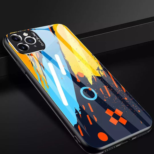 Hurtel Color Glass Pattern 1 Umschlag Rückseite Kunststoff Blue/Yellow/Orange (iPhone 11 Pro Max)
