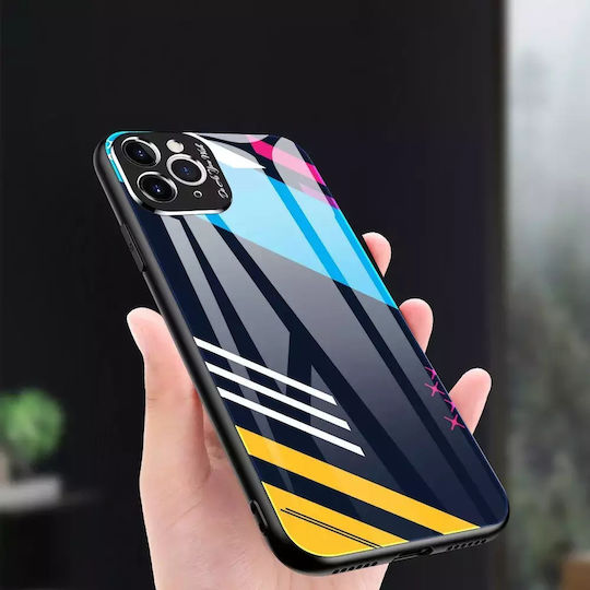 Hurtel Color Glass Pattern 1 Umschlag Rückseite Kunststoff Blue/Yellow/Orange (iPhone 11 Pro Max)