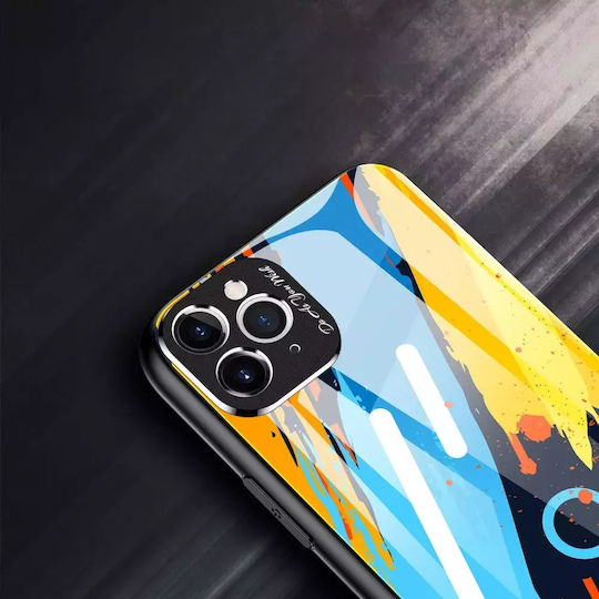 Hurtel Color Glass Pattern 1 Umschlag Rückseite Kunststoff Blue/Yellow/Orange (iPhone 11 Pro Max)