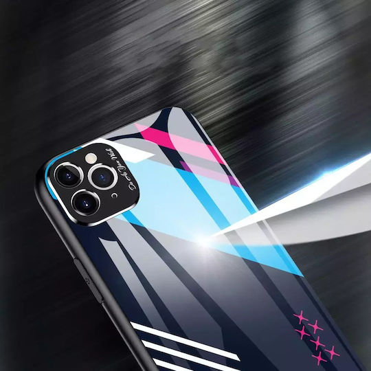 Hurtel Color Glass Pattern 1 Umschlag Rückseite Kunststoff Blue/Yellow/Orange (iPhone 11 Pro Max)
