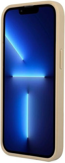 Guess Saffiano Triangle Logo Задна корица Пластмаса Бежов (iPhone 13 Pro)