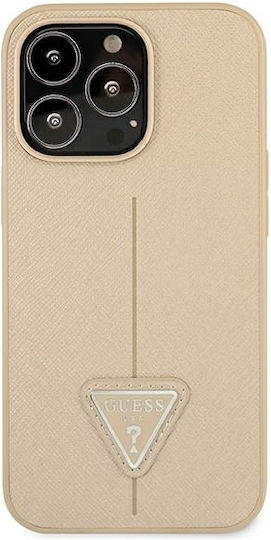 Guess Saffiano Triangle Logo Задна корица Пластмаса Бежов (iPhone 13 Pro)