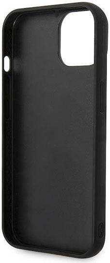 Karl Lagerfeld Faceplate Nylon Puffy Elongated Umschlag Rückseite Synthetisches Leder Schwarz (iPhone 14 Plus)