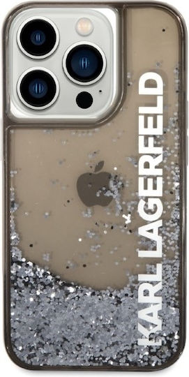 Karl Lagerfeld Liquid Glitter Umschlag Rückseite Silikon Schwarz (iPhone 14 Pro)