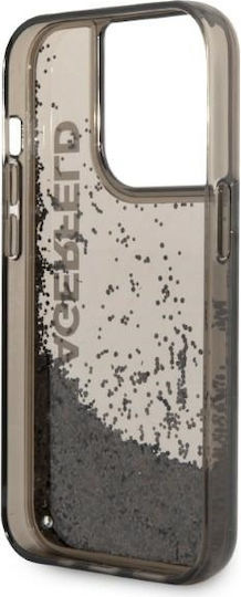 Karl Lagerfeld Liquid Glitter Umschlag Rückseite Silikon Schwarz (iPhone 14 Pro)