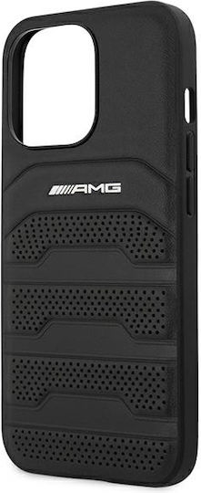 Mercedes-Benz Leather Debossed Lines Back Cover Δερμάτινο / Πλαστικό / Σιλικόνης Μαύρο (iPhone 14 Pro)