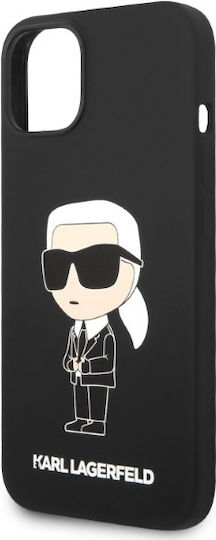 Karl Lagerfeld Ikonik NFT Logo Umschlag Rückseite Silikon Schwarz (iPhone 14 Plus)
