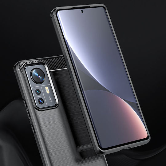 Techsuit Carbon Umschlag Rückseite Silikon Schwarz (Xiaomi 12 / 12X)