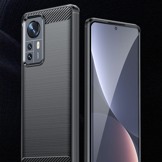 Techsuit Carbon Umschlag Rückseite Silikon Schwarz (Xiaomi 12 / 12X)