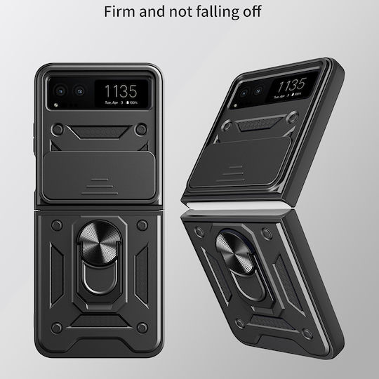 Techsuit Shield Umschlag Rückseite Kunststoff / Silikon Schwarz (Motorola Razr 40)