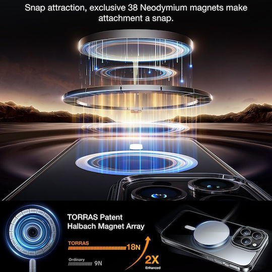 Torras Diamond Clear-mag Back Cover Tempered Glass 1.016mm Magnetic Transparent (iPhone 15 Pro)