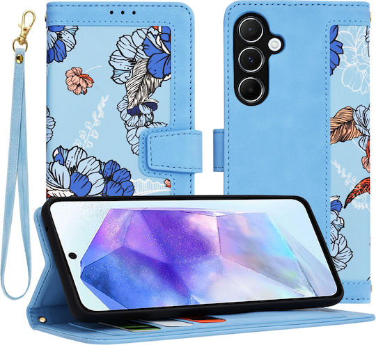 Techsuit Back Cover Synthetic Leather / Silicone with Strap Blue (Galaxy A55)
