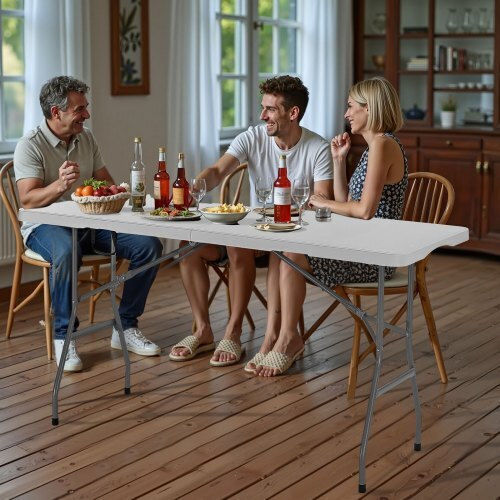 Vevor Τραπέζι Ατσάλινο για Camping Πτυσσόμενο Λευκό