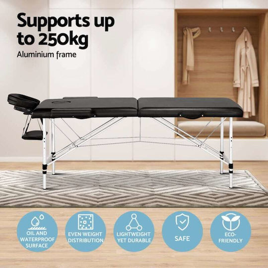 ACP Portable/Folding Black Massage and Physiotherapy Bed 180x62cm