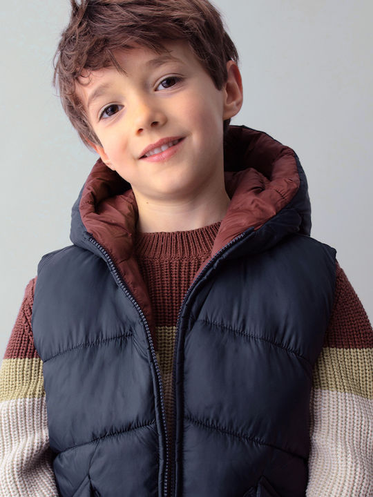 Kinder Freizeitjacke Ärmellos Beidseitig mit Kapuze Blau