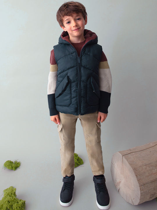 Kinder Freizeitjacke Ärmellos Beidseitig mit Kapuze Blau