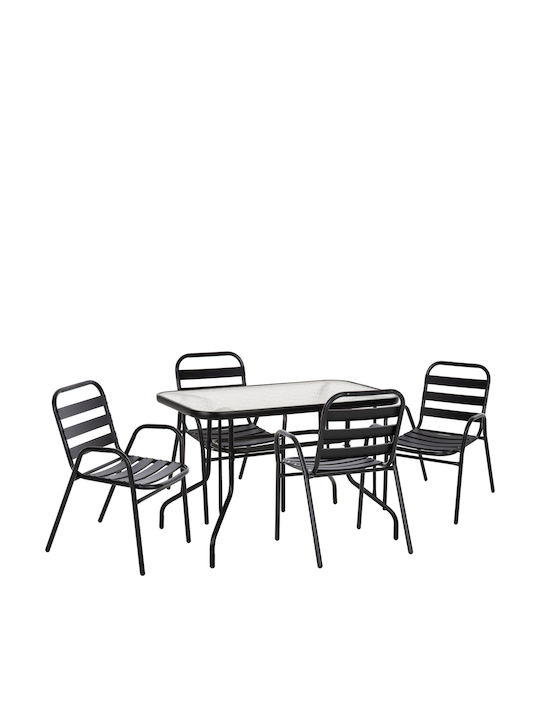 Set Sala De Mese Pentru Exterior Adam 5 Piese Negru