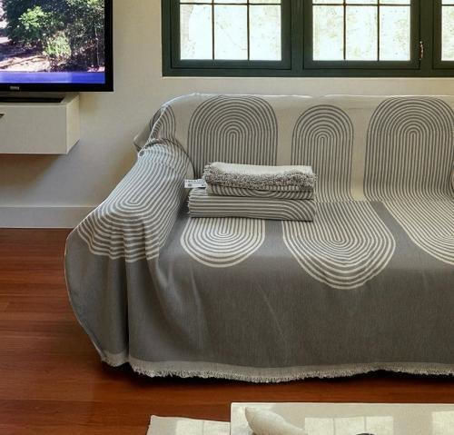Linea Home Elgin Cuvertură Pentru Canapea 2 Locuri Șenilă 180x240cm Gri