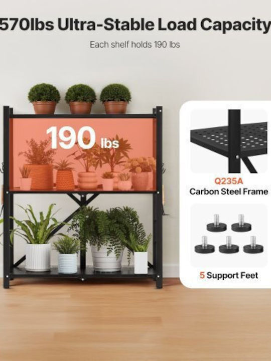 Vevor Metallic Kitchen Trolley 3 Tiers Black 76x33x91cm