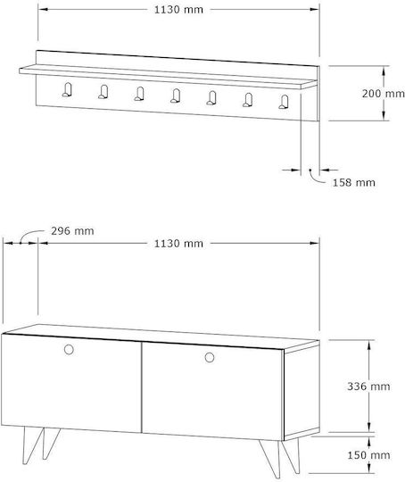 Eingangsmöbel Walnut 113x48.5x35cm