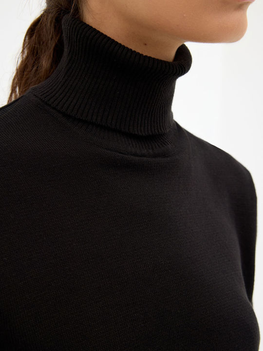Women's Sweater Cotton Turtleneck Black