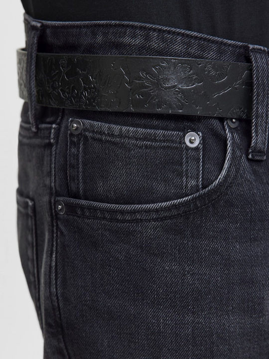 Ανδρικό Παντελόνι Τζιν με Regular Straight Εφαρμογή Black