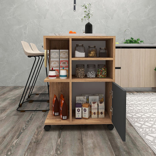 Cabinet De Birou Din Lemn Cu Roți Atlantic Pine Antracit 60x80.9x35cm