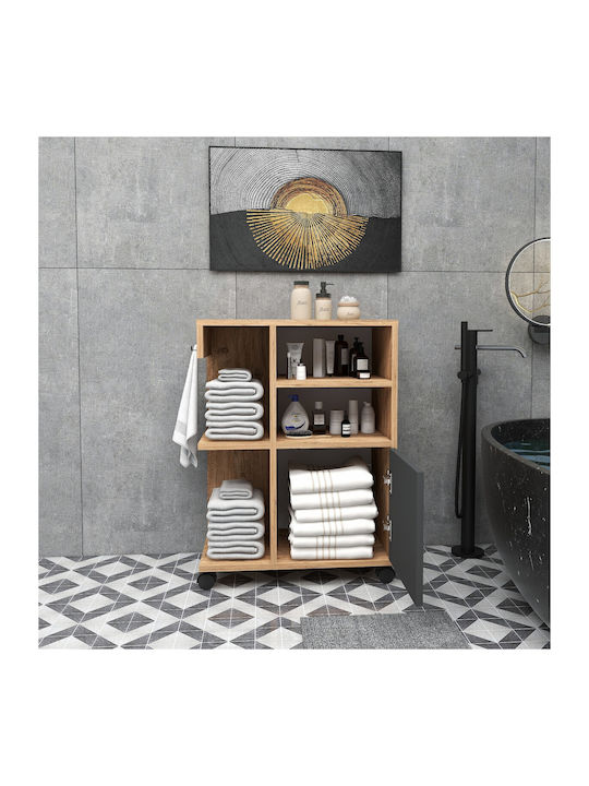Office Storage Chipboard Cabinet Atlantic Pine, Anthracite L60xW80.9xH35cm
