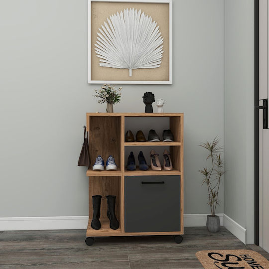 Cabinet De Birou Din Lemn Cu Roți Atlantic Pine Antracit 60x80.9x35cm