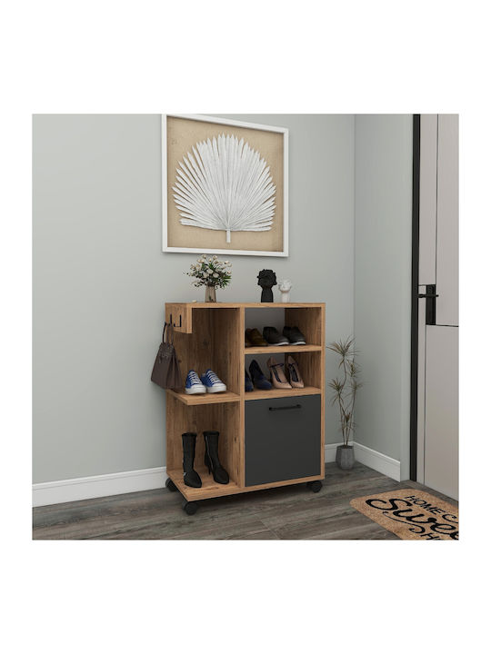 Office Storage Chipboard Cabinet Atlantic Pine, Anthracite L60xW80.9xH35cm
