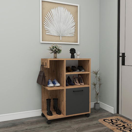 Cabinet De Birou Din Lemn Cu Roți Atlantic Pine Antracit 60x80.9x35cm
