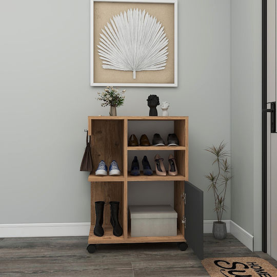 Cabinet De Birou Din Lemn Cu Roți Atlantic Pine Antracit 60x80.9x35cm