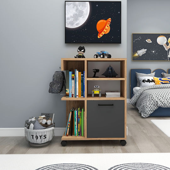 Cabinet De Birou Din Lemn Cu Roți Atlantic Pine Antracit 60x80.9x35cm