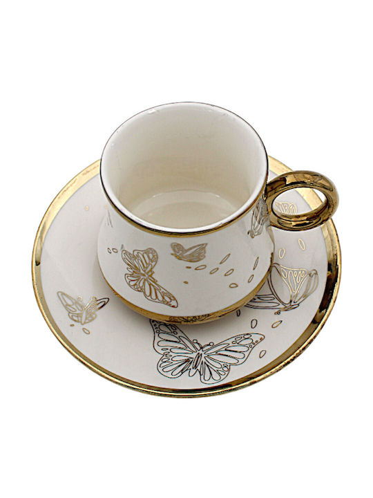 Set of Cups Coffee Porcelain Gold 6pcs