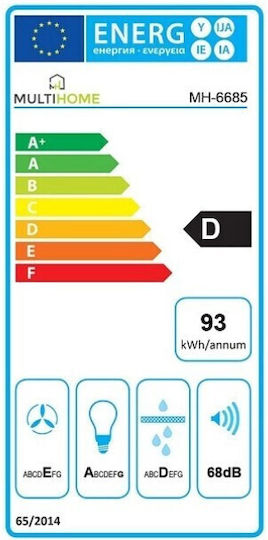 MultiHome MH-6685 Ελεύθερος Απορροφητήρας 90cm Μαύρος